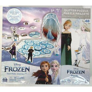Disney Frozen II, Game and 48-Piece Glitter Puzzle Kids Ages 5+ Educational NEW